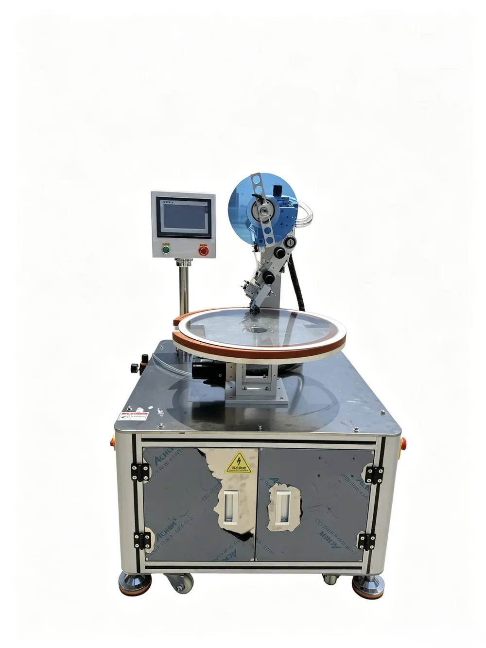 Rotary Tape Applicator for Washing-Machine Panels (T-803) — Front view with touchscreen