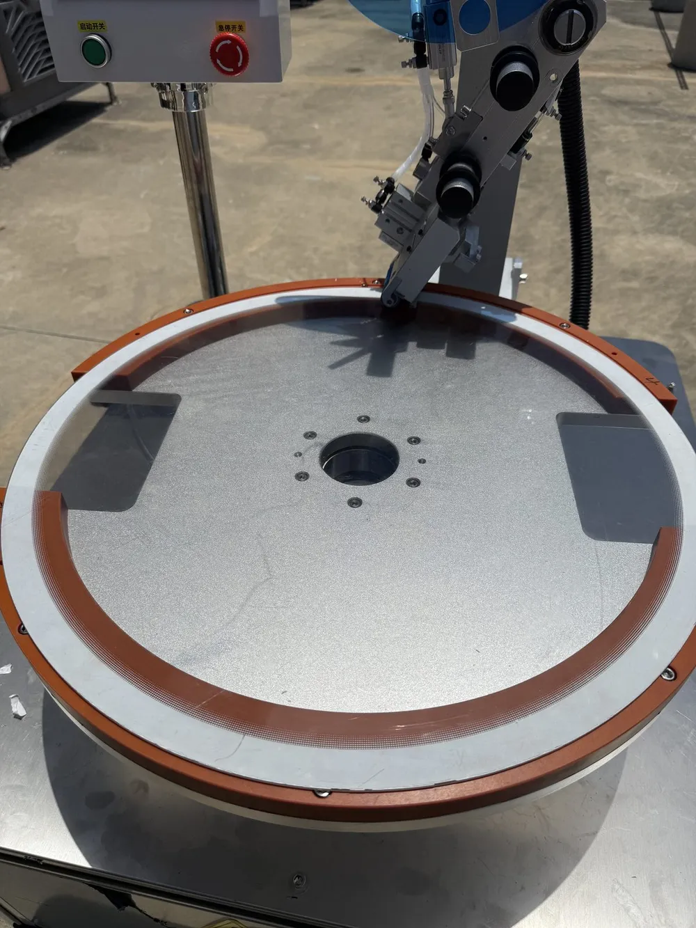 Rotary Tape Applicator for Washing-Machine Panels (T-803) — Round part in the ring fixture