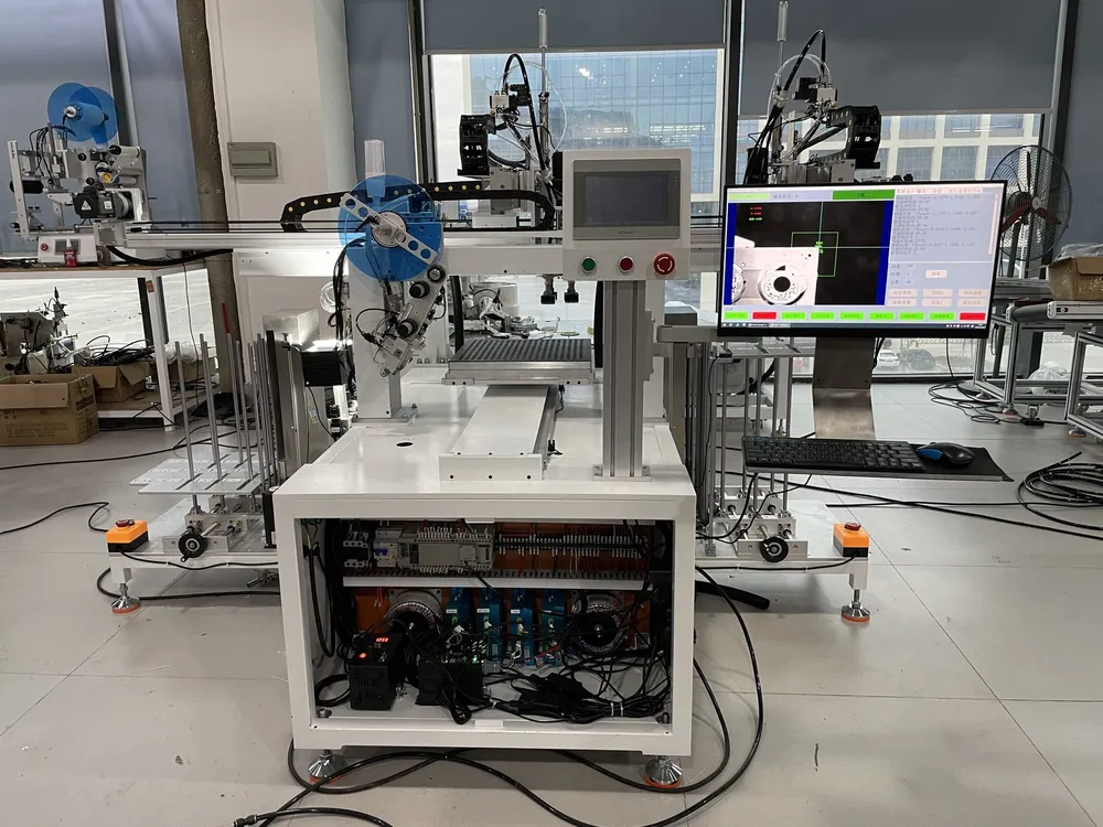 Vision-Aligned Tape Applicator with Auto Loading & Unloading — Front view with the vision screen