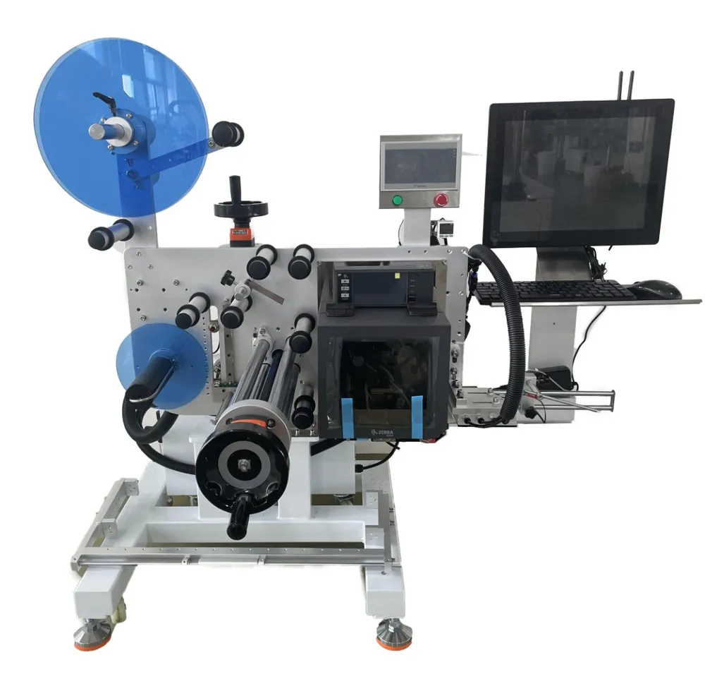 Real-Time Print-and-Blow Labeling Machine — Real-time print-and-blow labeling machine with printer and PC