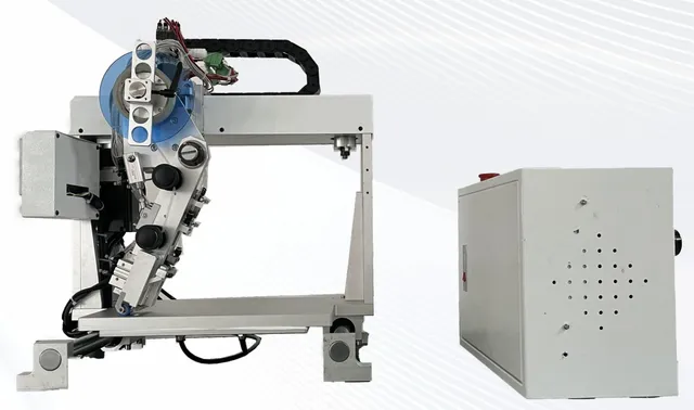 Gantry-Mounted Tape Applicator Head — Gantry-mounted tape applicator head with control box (custom build)