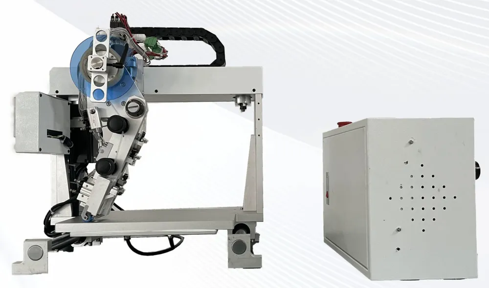 Gantry-Mounted Tape Applicator Head — Gantry-mounted tape applicator head with control box (custom build)