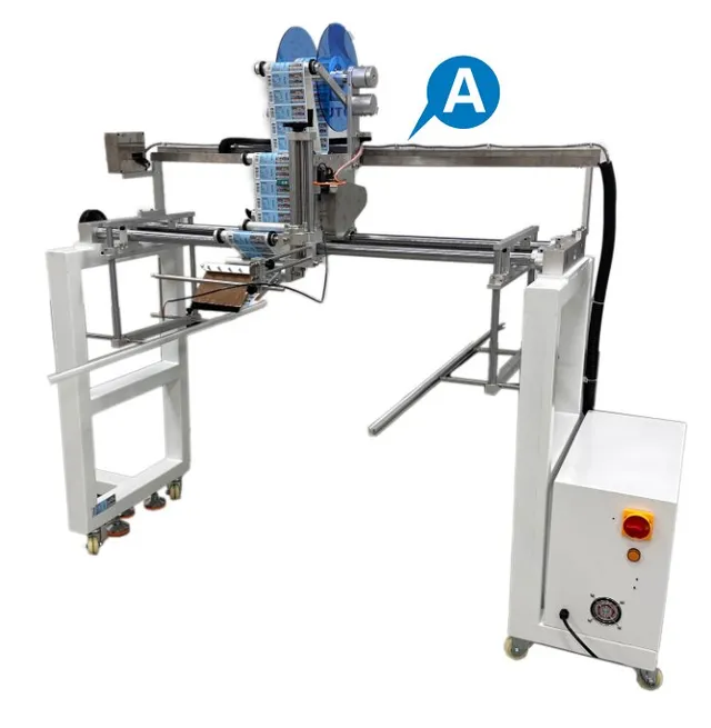Inline Labeling Heads for Conveyor Lines (5 Types) — A: Gantry-mounted top labeling head