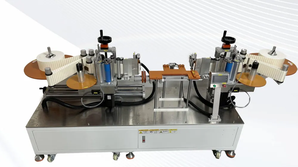 Dual-Head Label Fold-Over Machine — Dual-head label fold-over machine (custom build)