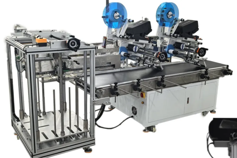 Card-Dispensing Print-and-Apply Labeling Machine with Buffer — Card-dispensing print-and-apply labeler (card feeding section)
