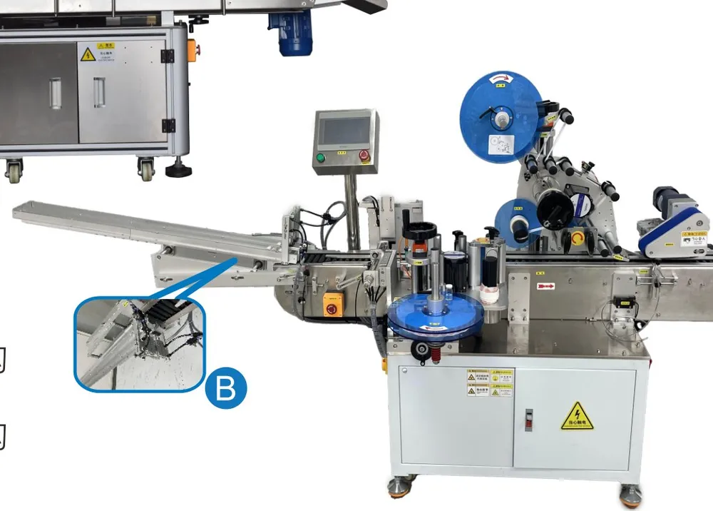 Automatic Horizontal Round Bottle Labeling Machine — Version B: roller feed structure